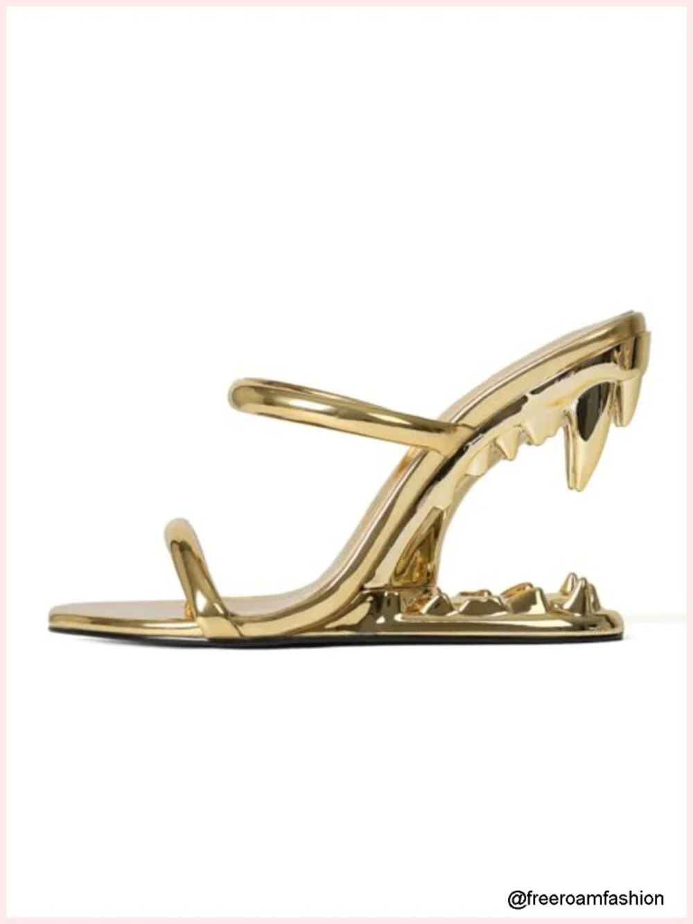 Women's Strappy Wedge Sandals Shark Heel Slingback Synthetic Leather Open Toe